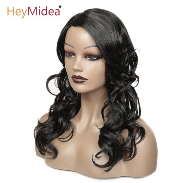 Synthetic Wig Deep Wave Wig For Woman Long Hair Wigs Black Lace Wig Heat Resistant Hair HeyMidea