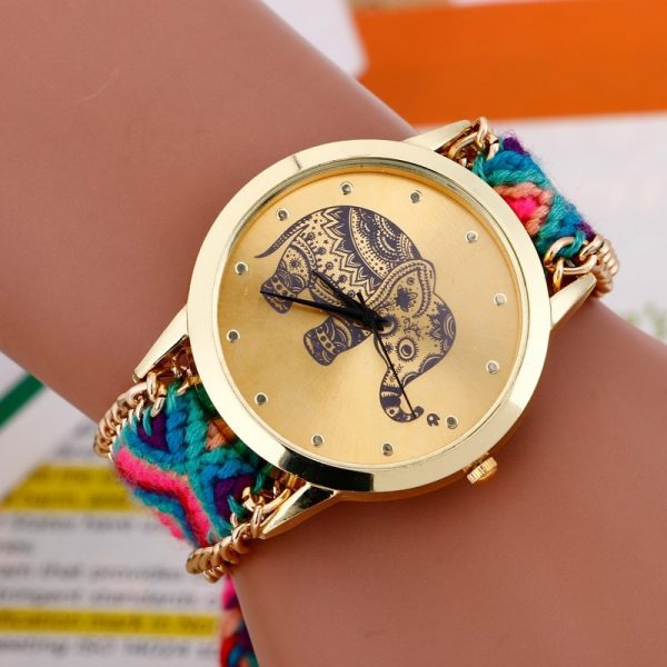 Relojes mujer 2016 bayan saatleri Fashion Bracelet watch Women Braided Elephant Round dial Quartz Watch Clock Female wristwatch