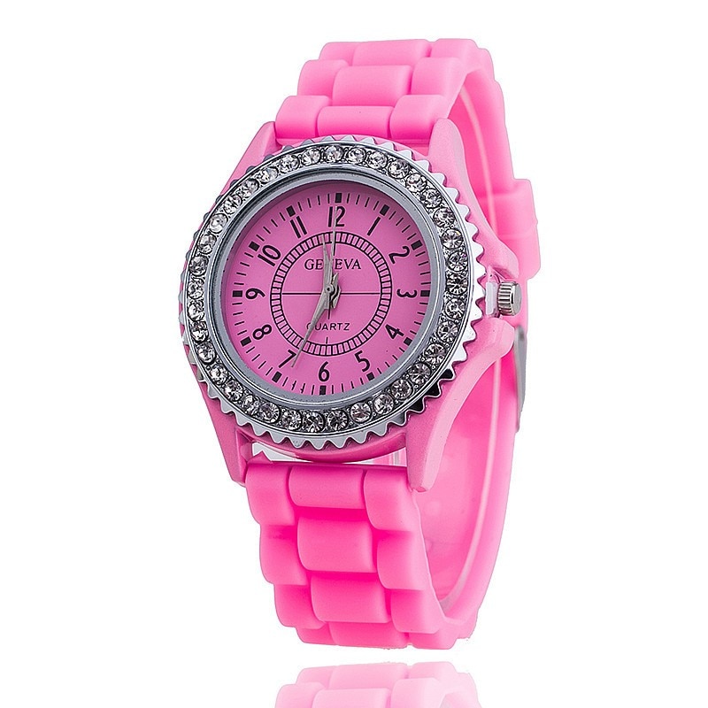 Brand Geneva women Casual Quartz watch Crystal sparkling Fashion Dress Watches Female Silicone sport watches relogio feminino