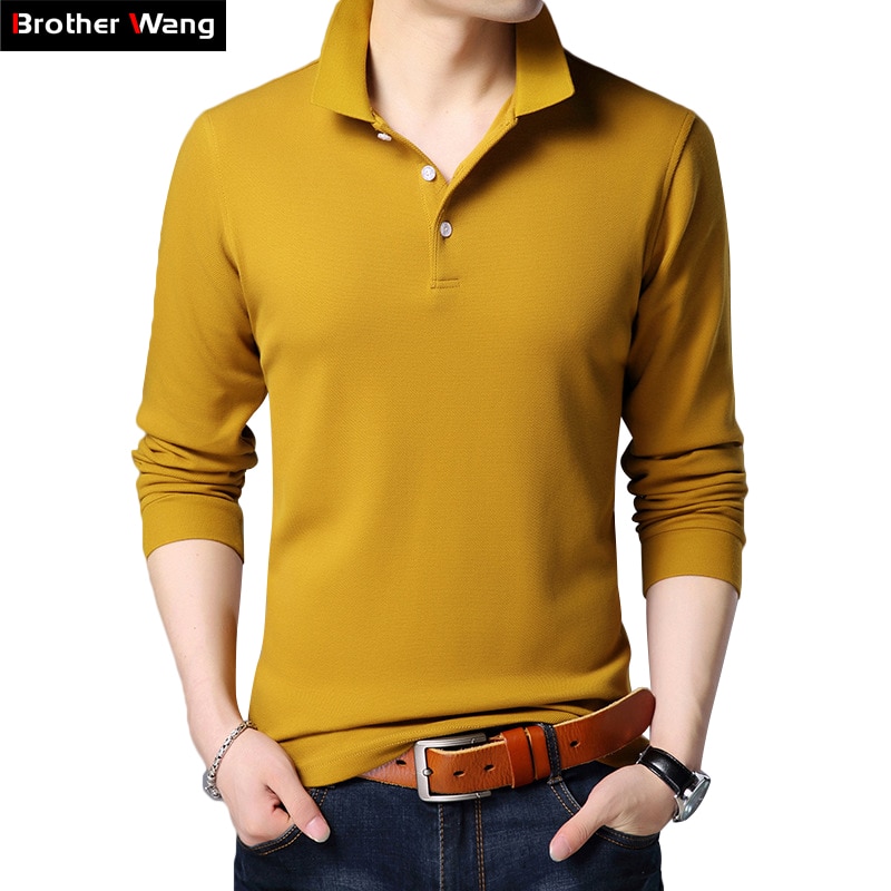 2020 Men Clothes Autumn New Style Casual Long Sleeve T-shirt High Quality Business Fashion Cotton Lapel Tops Tee