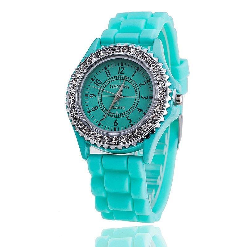 Brand Geneva women Casual Quartz watch Crystal sparkling Fashion Dress Watches Female Silicone sport watches relogio feminino