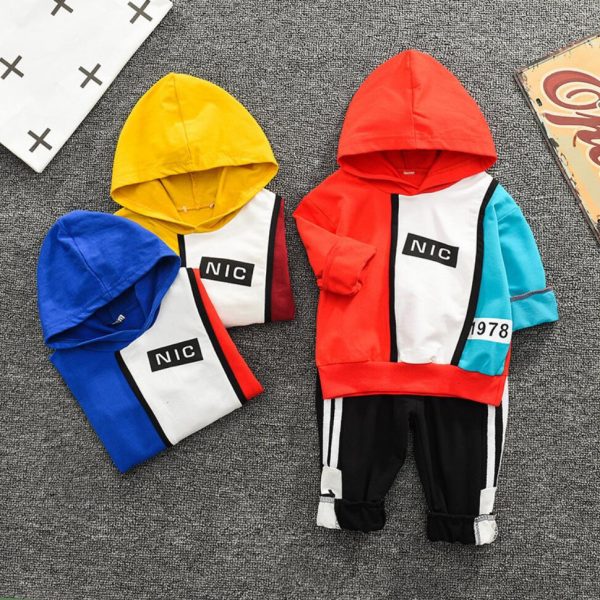 2020 Toddler Boy clothes sets Autumn Winter Sport style hooded 2pcs kids Outfits stylish long sleeves boys suits Infant Clothing