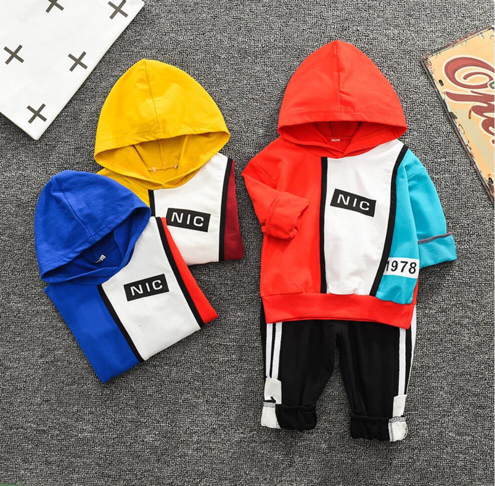 2020 Toddler Boy clothes sets Autumn Winter Sport style hooded 2pcs kids Outfits stylish long sleeves boys suits Infant Clothing